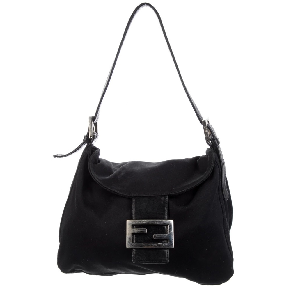 Vintage Fendi Satin Baguette Bag in Black